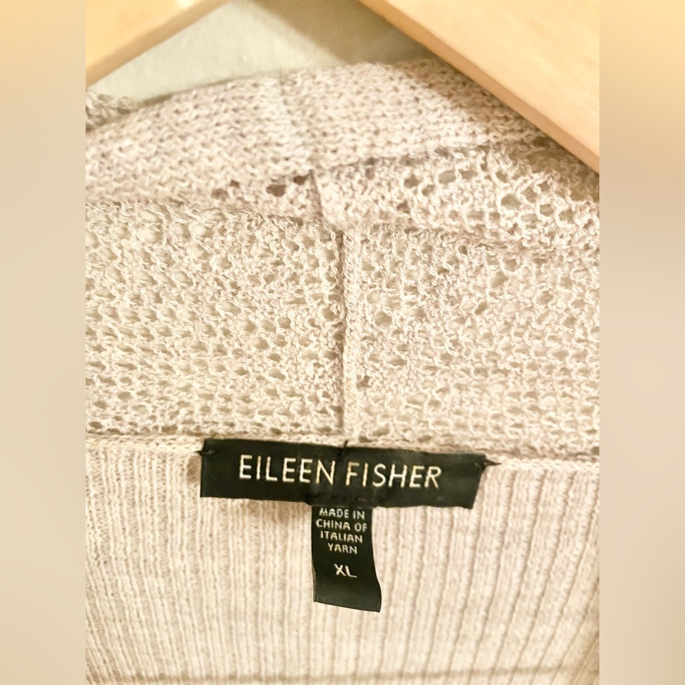 Eileen Fisher Women's 100% Wool Beige Knit Open Front Cardigan SzXL Italian Yarn - Picture 6 of 11